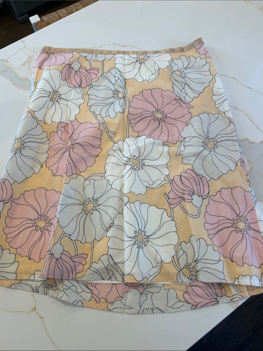 Floral A-Line Skirt in Peach, Pink & White